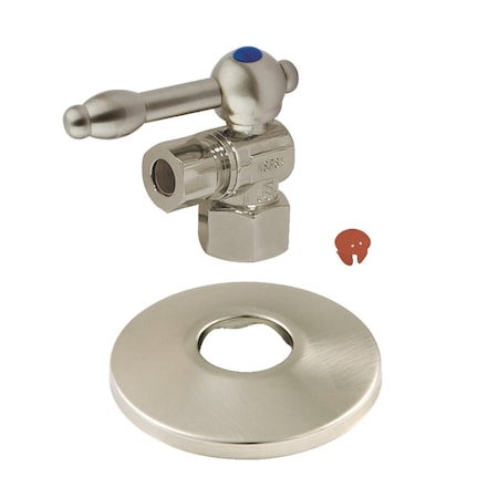 Kingston Brass 1/2" FIP X 3/8" OD Comp Quarter-Turn Angle Stop Valve W/ Flange, Nickel CC43108KLK